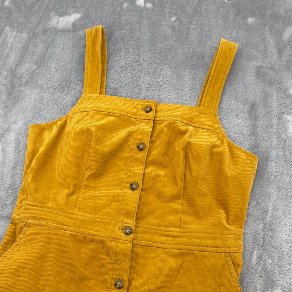J.Crew Mustard Yellow Corduroy Button Front Jumper Pinafore Dress Womens 6